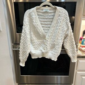 United Colors Of Benetton white cropped Cardigan size 46 runs small has stains